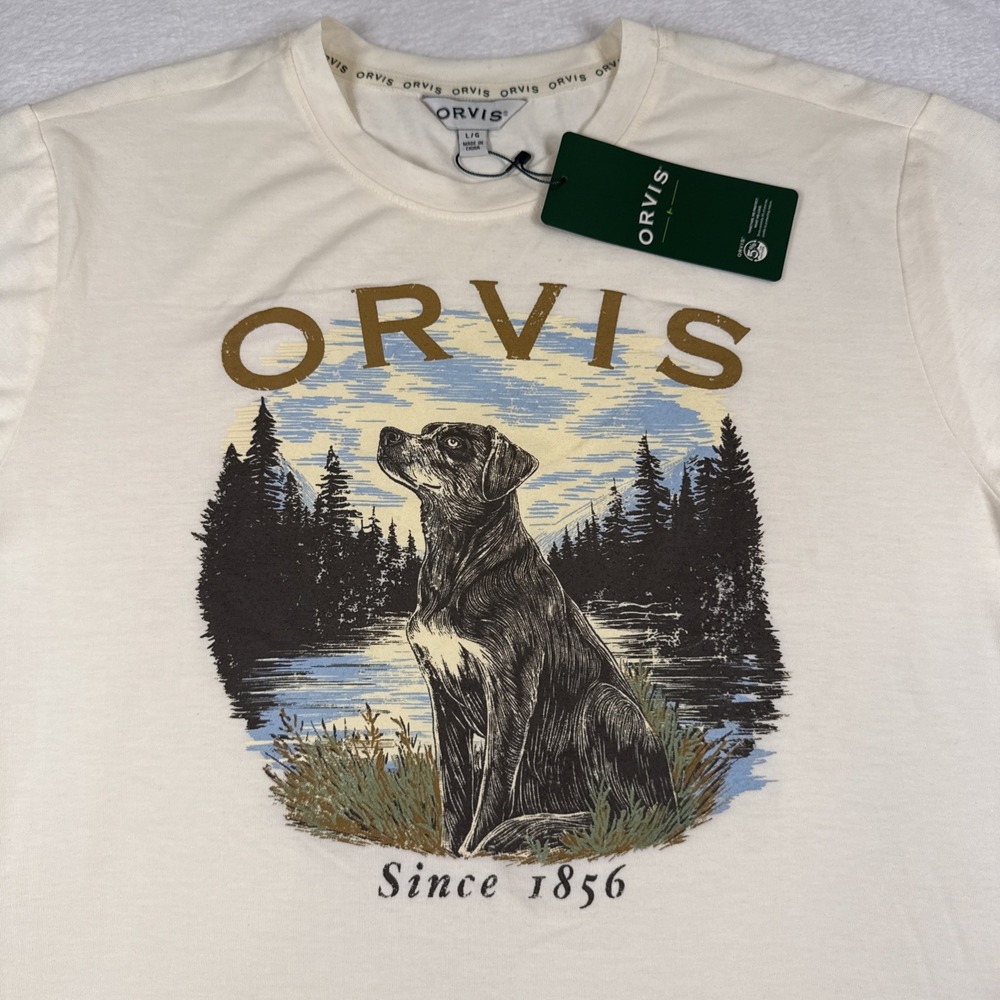 New Orvis Angler Shirt Mens Large Outdoor Hunting Bird Dog Black Labrador NWT!